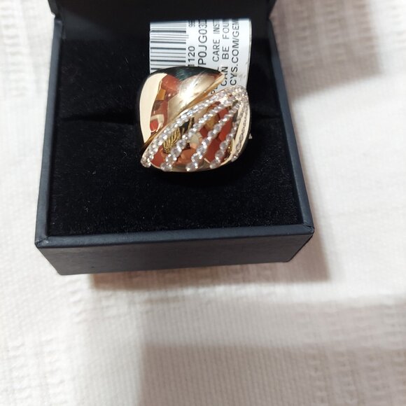 NWT Effy Diamond Multirow Bypass Statement Ring (5/8 cttw) in 14K YG size 7 - Picture 1 of 6